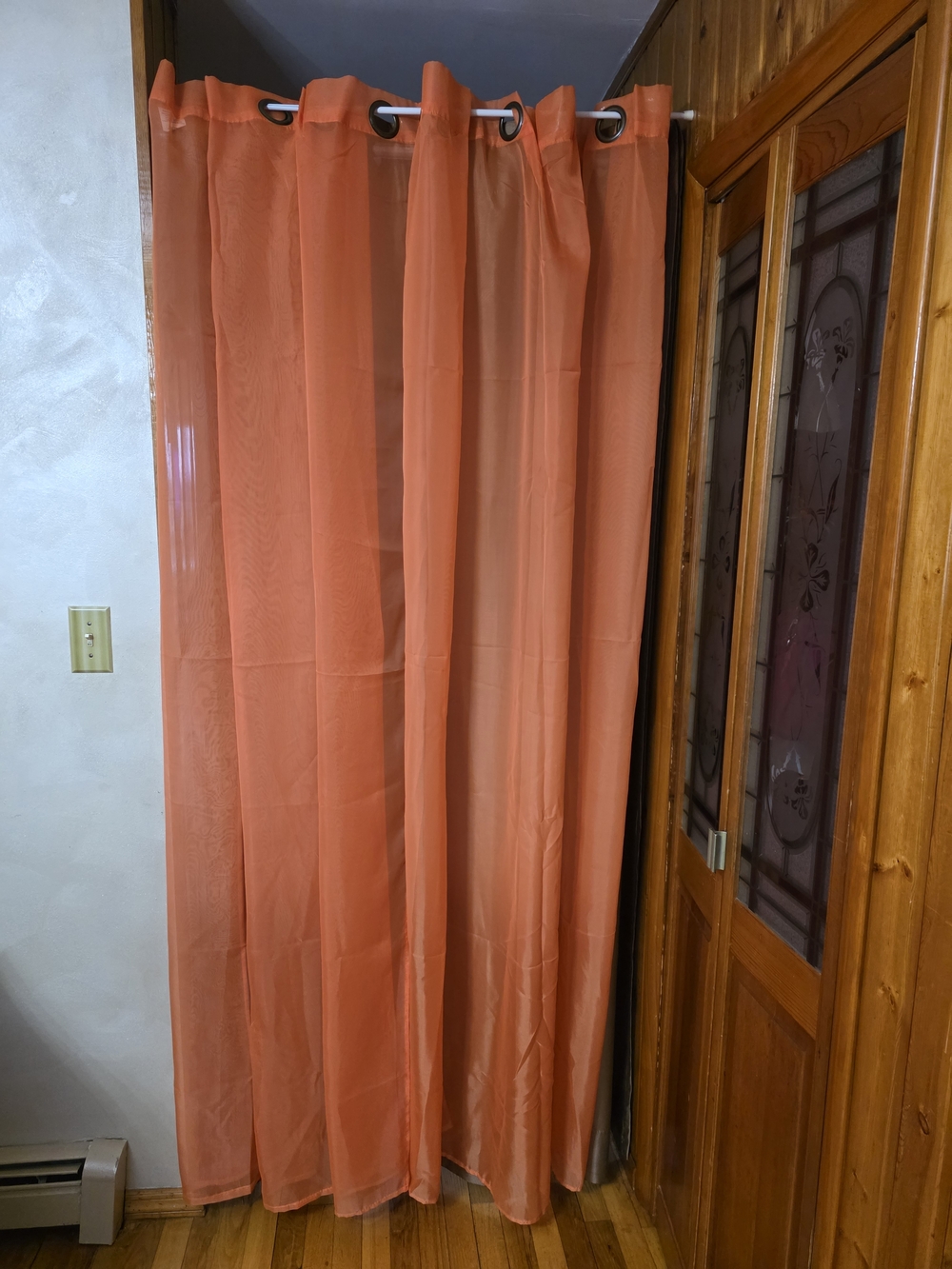 Unbranded Orange Sheer Grommet Curtain Panel